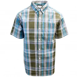 Spotted Clothing Columbia Men's Olive Blue Plaid Rapid Rivers II S/S Shirt