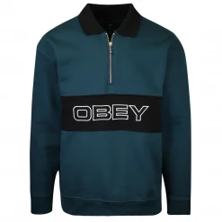 OBEY Men's Two Tone Zip L/S Polo Shirt (S05)