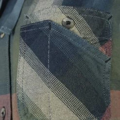 Carhartt Women's Navy Blue Munsell Sage Bisque Plaid Hooded L/S Woven Shirt