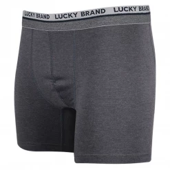 Mens Lucky Brand Men's Grey, Blue, Black & Clover Pattern 4 Pack Boxer Briefs (S04)