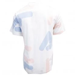 Spotted Clothing FILA Men's White Pink Light Blue Letters S/S T-Shirt (S02G)
