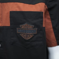 Harley-Davidson Men's Black Orange Block S/S Woven Shirt (S08)