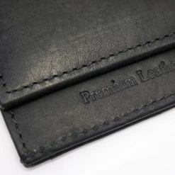 Mens Premium Leather Men's Black Magnetic Card Holder (S15)