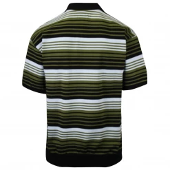 OBEY Men's Olive Blue Black Striped Zip S/S Polo Shirt (S26)