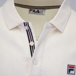FILA Men's Cream Beige F-Box L/S Polo T-Shirt (S02) (Size XS)