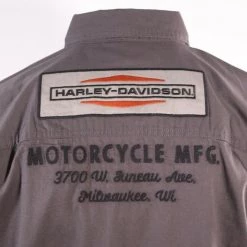 Harley-Davidson Men's Grey Orange Logo Patch S/S Woven Shirt (S29) New Arrivals