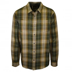 PrAna Men's Green Gold Cream Plaid L/S Woven Shirt (S53)