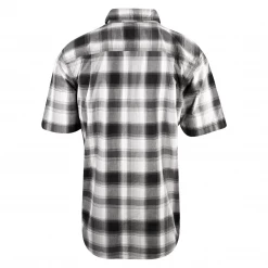 Carhartt Men's Grey Light Grey Black Plaid Snap-Front S/S Woven Shirt (S15)