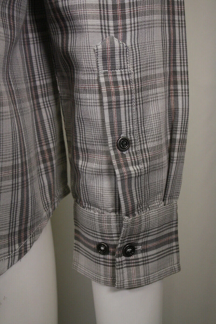 PrAna Men's Light Grey Maroon Plaid L/S Woven Shirt (S52) 7 PrAna Men's Light Grey Maroon Plaid L/S Woven Shirt (S52)