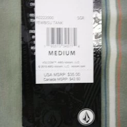 Volcom Men's Seagrass Green Yewbisu Crew Sleeveless Tank (S01)