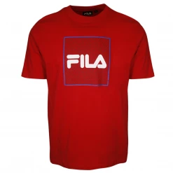 FILA Men's Red With Blue Sportswear Change The Game Box S/S T-Shirt (Size L)