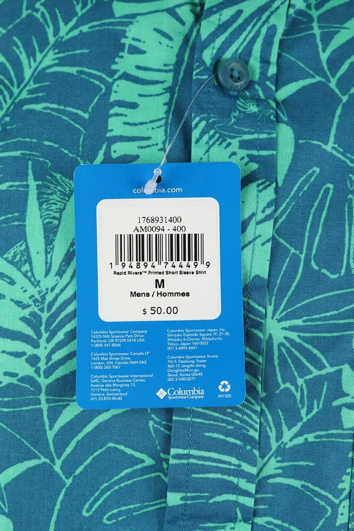 Columbia Men's Teal & Aqua Palm Leaves Rapid Rivers S/S Woven Shirt (400) 8 Columbia Men's Teal & Aqua Palm Leaves Rapid Rivers S/S Woven Shirt (400)