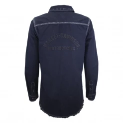 Harley-Davidson Women's Black Denim Studded Raw Hem L/S Woven Shirt (S15)