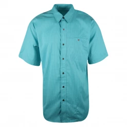 Ariat Men's Teal Small Box Plaid Ariattek Heat Series S/S Woven Shirt (240) Mens