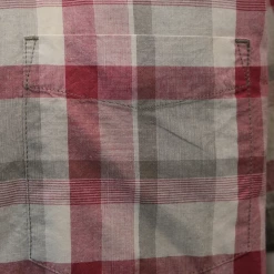 Spotted Clothing PrAna Men's Raspberry Red Cream Grey Box Plaid Benton S/S Woven Shirt S07