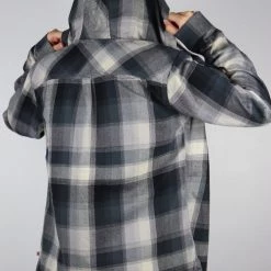 Carhartt Women's Black Charcoal Grey Plaid Hooded L/S Woven Shirt