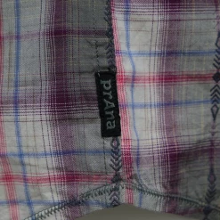 PrAna Men's Magenta Grey White Plaid S/S Woven Shirt (S23)