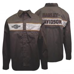 Harley-Davidson Men's Brown Two Tone L/S Woven Shirt (S11)