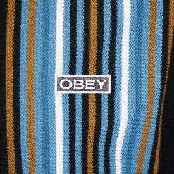 OBEY Men's Kelly Classic Vertical Striped Full Zip S/S Polo Shirt (S29)