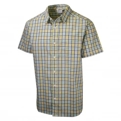 Columbia Men's Yellow Blue Green Rapid Rivers II Plaid S/S Shirt (798) Medium