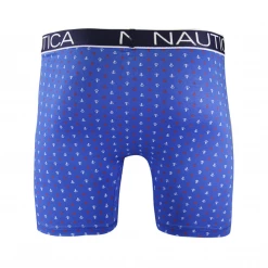 Nautica Men's 3 Pack Red, Blue Anchors, Navy Stretch Boxer Briefs (S02)