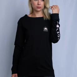 Roxy Women's Pink Sunset Wave Crew Neck L/S T-Shirt (S02) T-Shirts