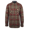 Carhartt Men's Red Brown Tan Plaid Relaxed Fit Snap Front L/S Woven Shirt (S03) New Arrivals