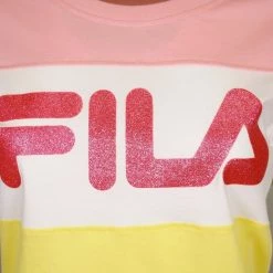 FILA Women's Pink & Yellow Three-Tone Glittered Logo S/S T-Shirt (S11) 9 FILA Women's Pink & Yellow Three-Tone Glittered Logo S/S T-Shirt (S11)