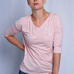 T-Shirts Roxy Women's Striped V-Neck L/S T-Shirt (S05)