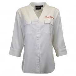 Harley-Davidson Women's Cream Orange L/S Woven Shirt (S04)