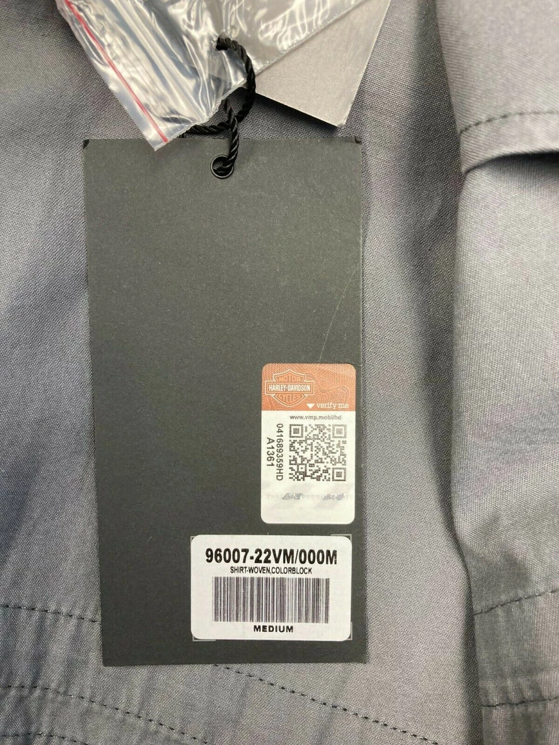 Harley-Davidson Men's Grey Black Sport Lines L/S Woven Shirt (S07) 11 Harley-Davidson Men's Grey Black Sport Lines L/S Woven Shirt (S07)