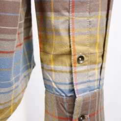 PrAna Men's Golden Brown Blue Salmon Plaid L/S Woven Shirt (S26)