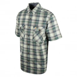 New Arrivals Carhartt Men's Green Grey Navy Plaid Relaxed Fit S/S Woven Shirt (S17)