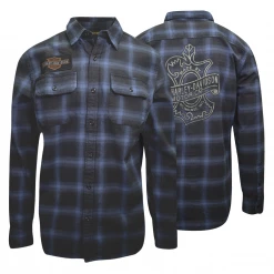 Harley-Davidson Men's Slim Fit Classic Blue Plaid L/S Woven Shirt (S12)