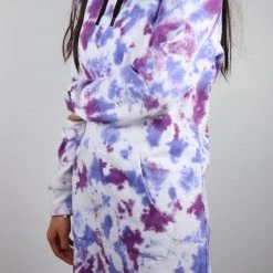 Pull Over Bench Women's White Magenta Purple Tie Dye Elongated Pullover Hoodie (4901)