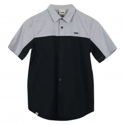 VANS Boy's Grey Black Two Tone Parktown Quiet Shade S/S Woven Shirt