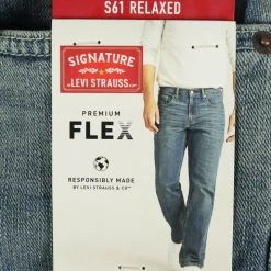 New Arrivals Levi Strauss Men's Blue Relaxed Premium Flex Denim Jeans (S61)