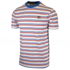FILA Men's White With Red & Blue Striped S/S T-Shirt (180)