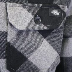 Dickies Men's Grey & Black Box Plaid Sacramento L/S Flannel Shirt (S02)