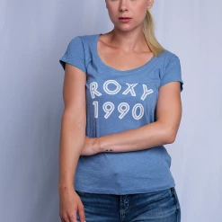 T-Shirts Roxy Women's Light Blue 1990 Scoop S/S T-Shirt (S03)