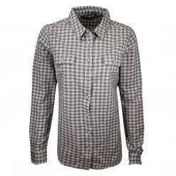 Harley-Davidson Women's Grey Blue Plaid L/S Woven Shirt