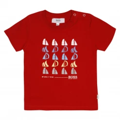 Kids Hugo Boss Kid's Sail Boat Pattern S/S T-Shirt (S01)