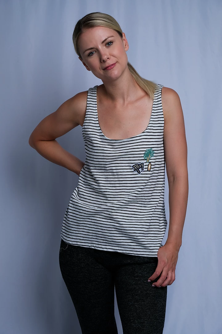 Roxy Women's Palm Trees & Surf Boards Striped Sleeveless Tank Top (S07) Tanks 19 Roxy Women's Palm Trees & Surf Boards Striped Sleeveless Tank Top (S07) Tanks