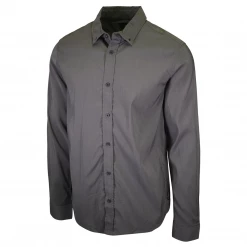 PrAna Men's Dark Grey Solid L/S Woven Shirt (S66)