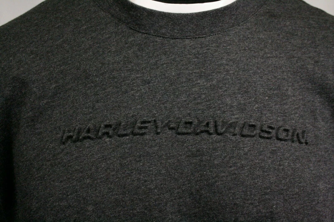 Harley-Davidson Men's Dark Heather Grey Embossed Text S/S T-Shirt 5 Harley-Davidson Men's Dark Heather Grey Embossed Text S/S T-Shirt