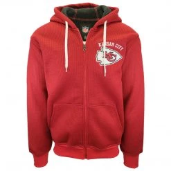 G-III Men's Red Black NFL Kansas City Chiefs Rib Knitted Full Zip Hoodie (Size M)
