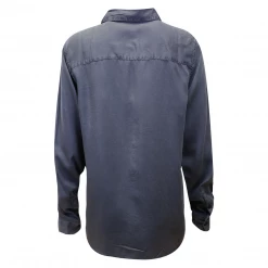 Harley-Davidson Women's Solid Grey Vertical Text L/S Woven Shirt (S04) 10 Harley-Davidson Women's Solid Grey Vertical Text L/S Woven Shirt (S04)