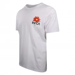RVCA Men's White Red Flower Regular Fit S/S T-Shirt (S35)