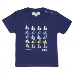 Kids Hugo Boss Kid's Sail Boat Pattern S/S T-Shirt (S01)