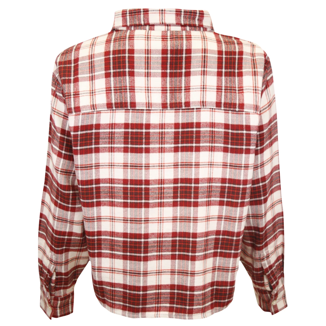 Levi's Women's Red White Maple Utility Plaid Cropped L/S Flannel Shirt (S01) 7 Levi's Women's Red White Maple Utility Plaid Cropped L/S Flannel Shirt (S01)